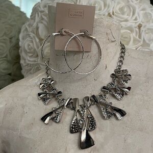 Statement Necklace and Hoop Earrings Set